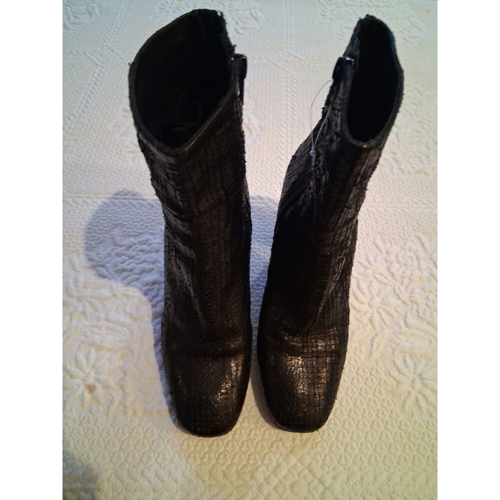 FREE PEOPLE  Nolita black Leather Snakeskin croc zip bootie  Size 36
